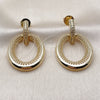 Oro Laminado Stud Earring, Gold Filled Style with White Cubic Zirconia, Polished, Golden Finish, 02.204.0099