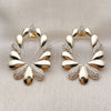 Oro Laminado Stud Earring, Gold Filled Style Teardrop Design, with White Micro Pave, Polished, Golden Finish, 02.204.0100