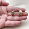 Oro Laminado Stud Earring, Gold Filled Style with White Micro Pave, Polished, Golden Finish, 02.204.0102