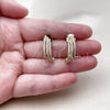 Oro Laminado Stud Earring, Gold Filled Style with White Micro Pave, Polished, Golden Finish, 02.204.0103