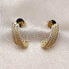Oro Laminado Stud Earring, Gold Filled Style with White Micro Pave, Polished, Golden Finish, 02.204.0103