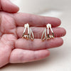 Oro Laminado Stud Earring, Gold Filled Style Teardrop Design, with White Micro Pave, Polished, Golden Finish, 02.204.0106