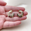 Oro Laminado Stud Earring, Gold Filled Style Baguette Design, with White Cubic Zirconia, Polished, Golden Finish, 02.204.0108