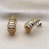 Oro Laminado Stud Earring, Gold Filled Style Teardrop Design, with White Micro Pave, Polished, Golden Finish, 02.204.0110