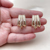 Oro Laminado Stud Earring, Gold Filled Style with White Micro Pave, Polished, Golden Finish, 02.204.0111