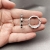 Rhodium Gold Filled Huggie Hoop, with Black and White Cubic Zirconia, Polished, Rhodium Finish, 02.210.0095.12.25