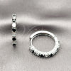 Rhodium Gold Filled Huggie Hoop, with Black and White Cubic Zirconia, Polished, Rhodium Finish, 02.210.0095.12.25