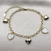 Oro Laminado Fancy Bracelet, Gold Filled Style Heart and Rolo Design, with Ivory Mother of Pearl, Polished, Golden Finish, 03.383.0036.08 (Thickness, 8 Inches Length)