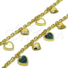 Oro Laminado Fancy Bracelet, Gold Filled Style Heart and Rolo Design, with Ivory Mother of Pearl, Polished, Golden Finish, 03.383.0036.08 (Thickness, 8 Inches Length)