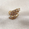 Oro Laminado Multi Stone Ring, Gold Filled Style Leaf Design, with White Cubic Zirconia, Polished, Golden Finish, 01.317.0001 (One size fits all)