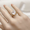 Oro Laminado Multi Stone Ring, Gold Filled Style Baguette Design, with White Cubic Zirconia, Polished, Golden Finish, 01.317.0006 (One size fits all)
