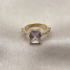 Oro Laminado Multi Stone Ring, Gold Filled Style Baguette Design, with White Cubic Zirconia, Polished, Golden Finish, 01.317.0006 (One size fits all)