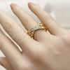 Oro Laminado Multi Stone Ring, Gold Filled Style Mariner Design, with White Micro Pave, Polished, Golden Finish, 01.317.0007 (One size fits all)