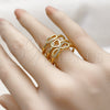 Oro Laminado Multi Stone Ring, Gold Filled Style Infinite and Heart Design, with White Micro Pave, Polished, Golden Finish, 01.317.0014 (One size fits all)