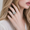 Rhodium Gold Filled Multi Stone Ring, Miami Cuban Design, with White Micro Pave, Polished, Rhodium Finish, 01.266.0104.1 (One size fits all)