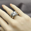 Rhodium Gold Filled Multi Stone Ring, Miami Cuban Design, with White Micro Pave, Polished, Rhodium Finish, 01.266.0104.1 (One size fits all)