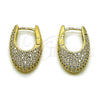 Oro Laminado Huggie Hoop, Gold Filled Style with White Cubic Zirconia, Polished, Golden Finish, 02.266.0090.15