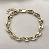 Oro Laminado Fancy Bracelet, Gold Filled Style Puff Mariner Design, Polished, Golden Finish, 04.213.0375.07 (07 MM Thickness, 7 Inches Length)