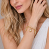 Oro Laminado Charm Bracelet, Gold Filled Style Angel and Smile Design, Polished, Golden Finish, 03.213.0441.07 (05 MM Thickness, 7 Inches Length)
