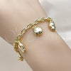 Oro Laminado Charm Bracelet, Gold Filled Style Angel and Smile Design, Polished, Golden Finish, 03.213.0441.07 (05 MM Thickness, 7 Inches Length)