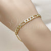 Oro Laminado Basic Bracelet, Gold Filled Style Figaro Design, Diamond Cutting Finish, Golden Finish, 04.213.0376.07 (Thickness, 8 Inches Length)