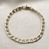 Oro Laminado Basic Bracelet, Gold Filled Style Curb Design, Polished, Golden Finish, 04.213.0342.07 (Thickness, 8 Inches Length)