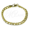 Oro Laminado Basic Bracelet, Gold Filled Style Curb Design, Polished, Golden Finish, 04.213.0342.07 (Thickness, 8 Inches Length)