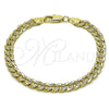 Oro Laminado Basic Bracelet, Gold Filled Style Miami Cuban Design, Polished, Golden Finish, 04.213.0155.07 (Thickness, 8 Inches Length)