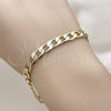 Oro Laminado Basic Bracelet, Gold Filled Style Curb Design, Diamond Cutting Finish, Golden Finish, 04.213.0379.08 (Thickness, 8 Inches Length)