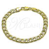 Oro Laminado Basic Bracelet, Gold Filled Style Curb Design, Diamond Cutting Finish, Golden Finish, 04.213.0379.08 (Thickness, 8 Inches Length)