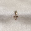 Oro Laminado Religious Pendant, Gold Filled Style Cross Design, with White Cubic Zirconia, Polished, Golden Finish, 05.213.0212