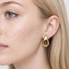 Stainless Steel Stud Earring, Teardrop Design, Polished, Golden Finish, 02.467.0009