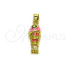 Oro Laminado Fancy Pendant, Gold Filled Style Fish Design, Pink Enamel Finish, Golden Finish, 05.459.0023