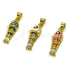 Oro Laminado Fancy Pendant, Gold Filled Style Fish Design, White Enamel Finish, Golden Finish, 05.459.0023.1