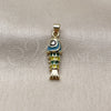 Oro Laminado Fancy Pendant, Gold Filled Style Fish Design, Turquoise Enamel Finish, Golden Finish, 05.459.0023.2