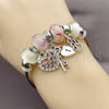 Stainless Steel Individual Bangle, Heart and Lock Design, with Light Rose and Crystal Crystal, Polished, Rhodium Finish, 07.454.0014 (03 MM Thickness, One size fits all)