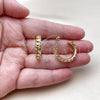 Oro Laminado Small Hoop, Gold Filled Style Miami Cuban Design, Diamond Cutting Finish, Golden Finish, 02.213.0951.20