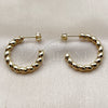Oro Laminado Small Hoop, Gold Filled Style Twist Design, Polished, Golden Finish, 02.213.0952.25