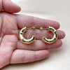 Oro Laminado Small Hoop, Gold Filled Style Bamboo and Hollow Design, Polished, Golden Finish, 02.213.0956.25