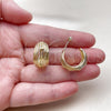 Oro Laminado Small Hoop, Gold Filled Style Bamboo Design, Polished, Golden Finish, 02.213.0959.20