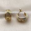 Oro Laminado Small Hoop, Gold Filled Style Bamboo Design, Polished, Golden Finish, 02.213.0959.20
