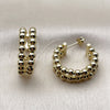 Oro Laminado Small Hoop, Gold Filled Style Ball and Hollow Design, Polished, Golden Finish, 02.213.0963.25