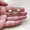 Oro Laminado Stud Earring, Gold Filled Style Ball and Hollow Design, Polished, Golden Finish, 5.128.014.1