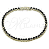 Rhodium Gold Filled Tennis Bracelet, with Black Cubic Zirconia, Polished, Rhodium Finish, 03.213.0326.1.07 (Thickness, 8 Inches Length)