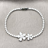 Rhodium Gold Filled Fancy Bracelet, Flower Design, with White Cubic Zirconia, Polished, Rhodium Finish, 03.130.0041.07 (Thickness, 7 Inches Length)