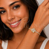 Oro Laminado Fancy Bracelet, Gold Filled Style Flower and Teardrop Design, with White Cubic Zirconia, Polished, Golden Finish, 03.130.0043.07 (Thickness, 7 Inches Length)