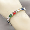 Rhodium Gold Filled Tennis Bracelet, with Multicolor and White Cubic Zirconia, Polished, Rhodium Finish, 03.460.0003.07 (Thickness, 7 Inches Length)