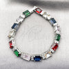 Rhodium Gold Filled Tennis Bracelet, with Multicolor and White Cubic Zirconia, Polished, Rhodium Finish, 03.460.0003.07 (Thickness, 7 Inches Length)