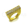 Oro Laminado Multi Stone Ring, Gold Filled Style Horseshoe Design, with White Cubic Zirconia, Polished, Golden Finish, 01.283.0068.07 (Size 7)