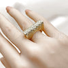 Oro Laminado Multi Stone Ring, Gold Filled Style Horseshoe Design, with White Cubic Zirconia, Polished, Golden Finish, 01.283.0068.08 (Size 8)